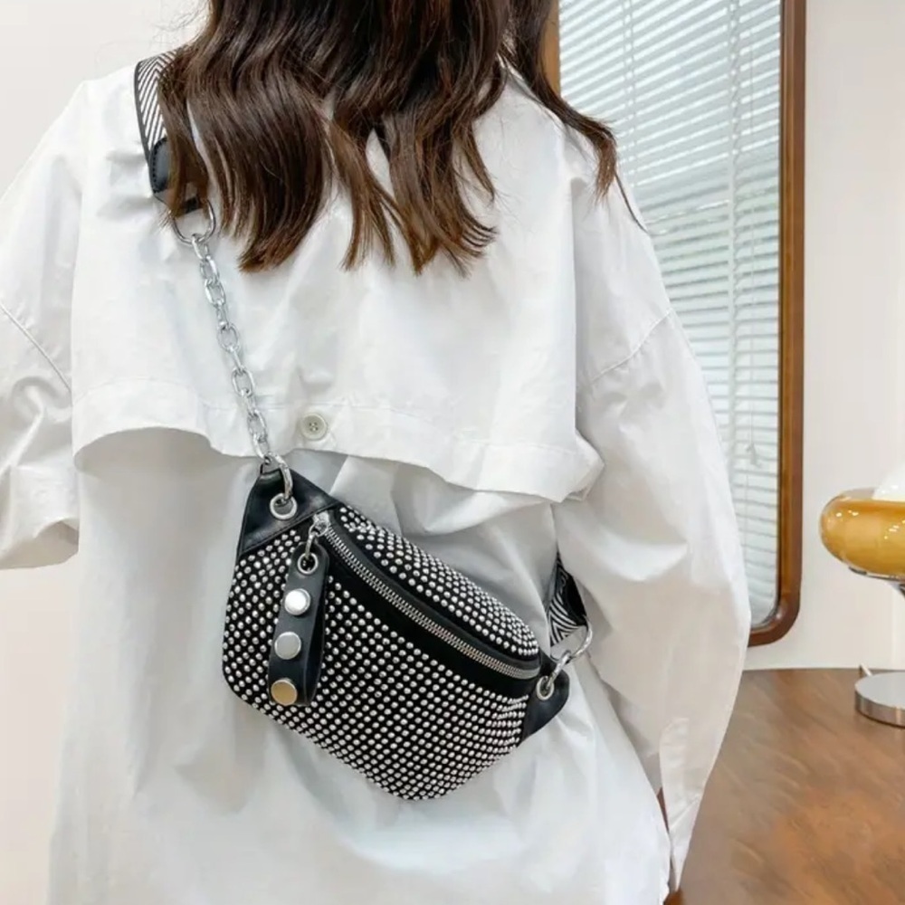 Shimmering Rhinestone Fanny Pack / Crossboy Bag
